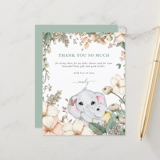 予算ゾウセージ赤ちゃんシャワーありがとう (正面/裏面インサイチュ)