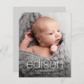 予算タイプのベビー写真の誕生のお知らせ (正面/裏面)