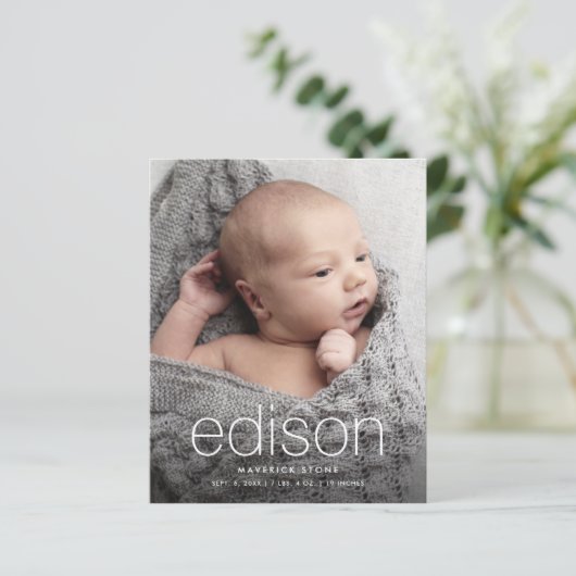 予算タイプのベビー写真の誕生のお知らせ (スタンド正面)