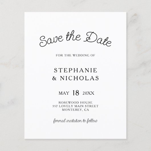 予算タイポグラフィスクリプトQRコード日付の保存 チラシ (正面)