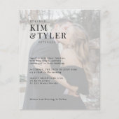 予算タイポグラフィフォトオーバーレイ結婚式招待状 (正面)