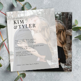 予算タイポグラフィフォトオーバーレイ結婚式招待状