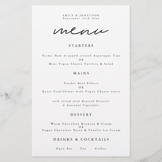 予算タイポグラフィ任意の色結婚スクリプトのメニュー (正面)