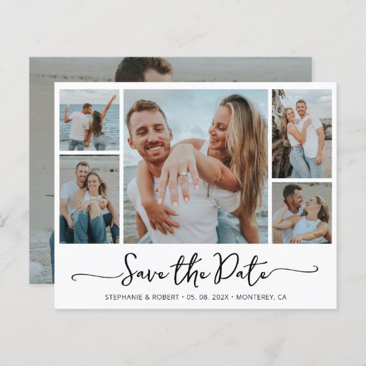 予算タイポグラフィ写真ウェディング日付の保存 (正面/裏面)