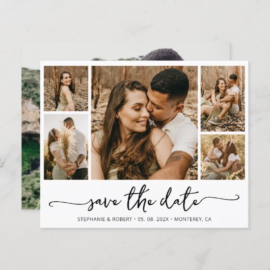 予算タイポグラフィ写真ウェディング日付の保存 (正面/裏面)