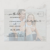 予算タイポグラフィ写真ウェディング日付の保存 インビテーションポストカード (裏面)