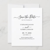 予算タイポグラフィ写真ウェディング日付カードの保存 (裏面)