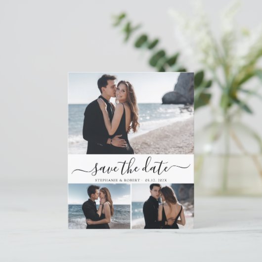 予算タイポグラフィ写真ウェディング日付カードの保存 (スタンド正面)