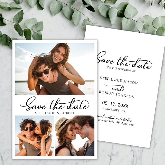 予算タイポグラフィ写真ウェディング日付カードの保存