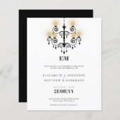 予算タイポグラフィ白黒結婚式の招待 (正面/裏面)