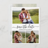 予算タイポグラフィ3 Photo Collage日付の保存 案内ポストカード (正面/裏面)