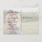 予算タイポグラフィ3 Photo Collage日付の保存 案内ポストカード (裏面)