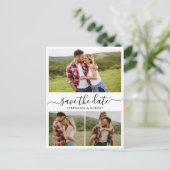 予算タイポグラフィ3 Photo Collage日付の保存 案内ポストカード (スタンド正面)