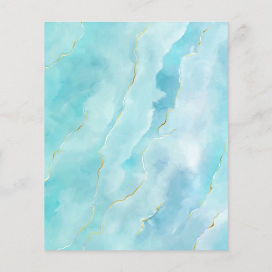 予算ターコイズ金ゴールド結婚大理石のメニュー チラシ (裏面)