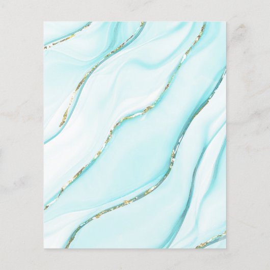 予算ターコイズ金ゴールド集計結婚式招待状 (裏面)