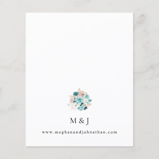 予算ターコイズ&赤面ピンクフローラ結婚ズ (裏面)