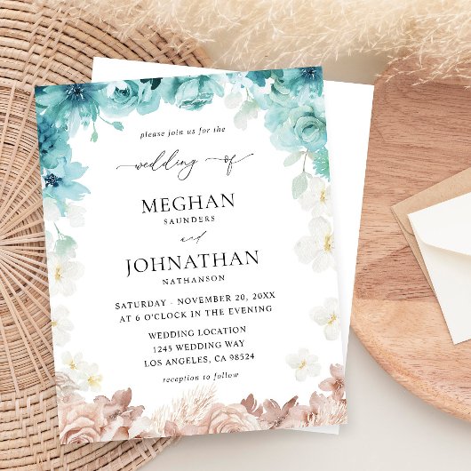 予算ターコイズ&赤面ピンクフローラ結婚ズ