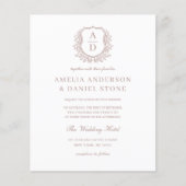 予算ダスティバラ結婚クレストのQRコード招待状 (正面)