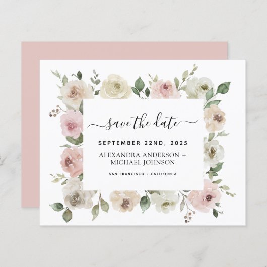 予算ダスティピンクのフローラ緑の日を保存 (正面/裏面)