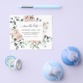 予算ダスティピンクフローラ保存日付招待状 チラシ (シングル)