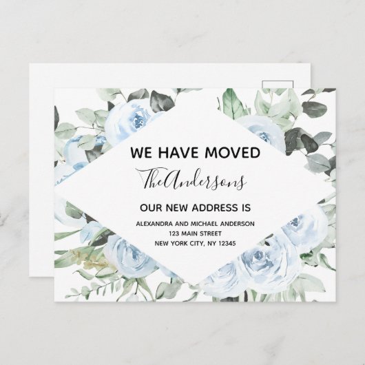 予算ダスティブルーフローラの引越し発表 ポストカード (正面/裏面)