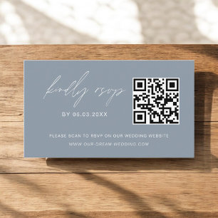 予算ダスティブルーQRコードRSVPの結婚ウェブサイト エンクロージャーカード