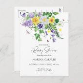 予算ダッフルとワイルドフラワーベビーシャワー ポストカード (正面/裏面)