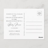 予算ダッフルとワイルドフラワーベビーシャワー ポストカード (裏面)