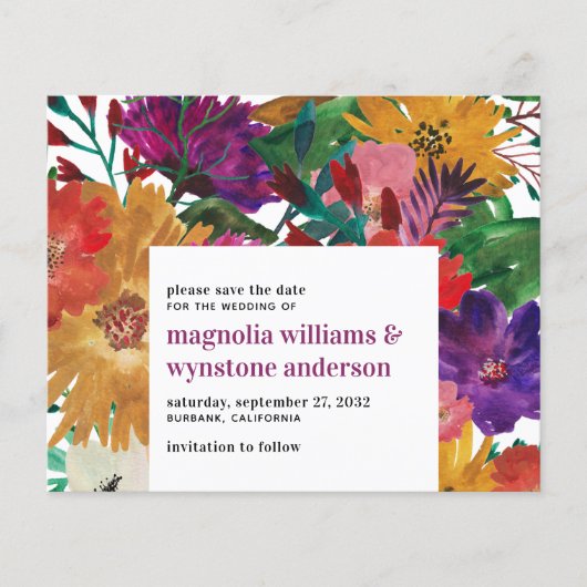 予算ダークピンクはっきりしたフローラ結婚式の日付を保存 (正面)