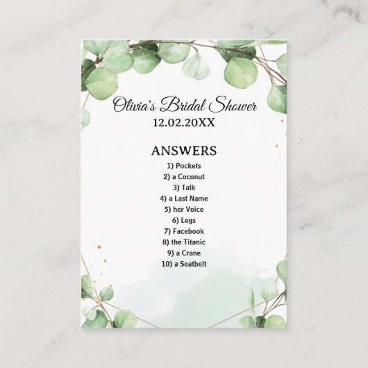 予算ダーティマインドブライダルシャワーゲームカード エンクロージャーカード (裏面)