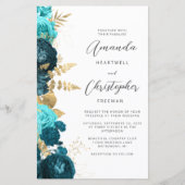 予算ティール(緑がかった色)アクア金ゴールドフローラQRコー結婚ド (正面)