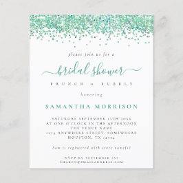 予算ティール(緑がかった色)グリッターブライダルシャワー招待