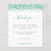 予算ティール（緑がかった色）グリッター写真ブライダルシャワーありがとう (正面)