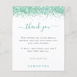 予算ティール(緑がかった色)グリッター写真ブライダルシャワーありがとう