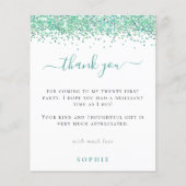 予算ティール（緑がかった色）グリッター写真21stパーティーありがとう (正面)