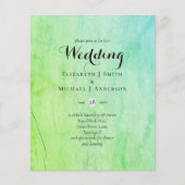 予算ティール(緑がかった色)グリーンウェディング招待 (正面)