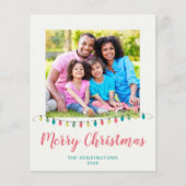 予算ティール（緑がかった色）ピンククリスマスライトホリデーフォト (正面)