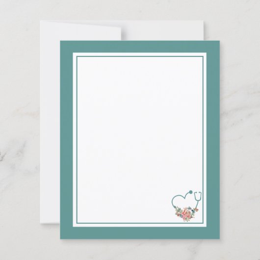 予算ティール（緑がかった色）フローラ聴診器ハートありがとうございます (裏面)