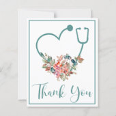 予算ティール（緑がかった色）フローラ聴診器ハートありがとうございます (正面)