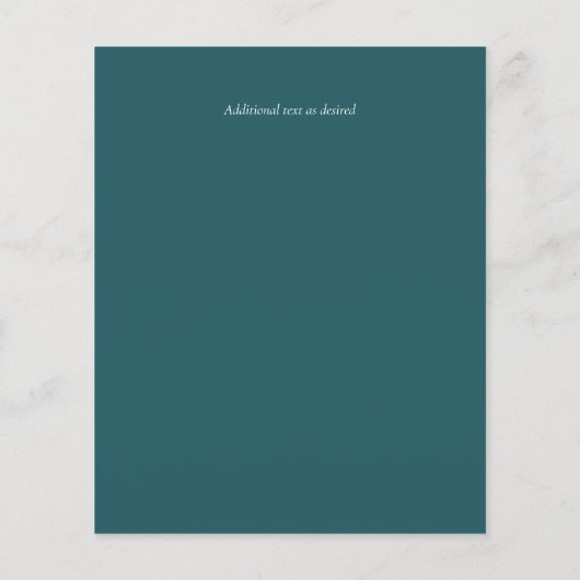 予算ティール（緑がかった色）ブルーシェードウェディング招待 (裏面)