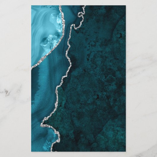 予算ティール（緑がかった色）ブルーシルバーアゲートウェディングエグスト (裏面)