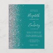 予算ティール（緑がかった色）ブルーシルバーグリッターウェディングアクト (正面)
