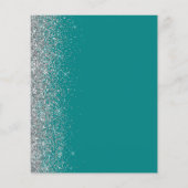予算ティール（緑がかった色）ブルーシルバーグリッターエッジ結婚のメニュー (裏面)