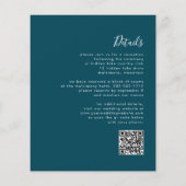 予算ティール（緑がかった色）ブルースクリプトQRコードウェディング招待 (裏面)