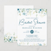 予算ティール（緑がかった色）ブルーベージュワイルドフラワーズブライダルシャワー (正面/裏面)