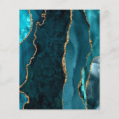 予算ティール（緑がかった色）ブルー瑪瑙スクリプトウェディング招待 (裏面)