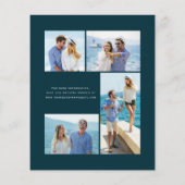 予算ティール(緑がかった色)ブルー金ゴールドゲート4 – 写真ウェディング招待 (裏面)