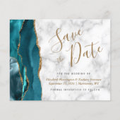 予算ティール(緑がかった色)ブルー金ゴールド瑪瑙の大理石日付の保存 (正面)