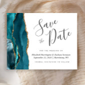 予算ティール（緑がかった色）ブルー金ゴールド瑪瑙ウェディング日付を保存