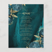 予算ティール(緑がかった色)ブルー金ゴールド結婚フローラのメニュー (正面)